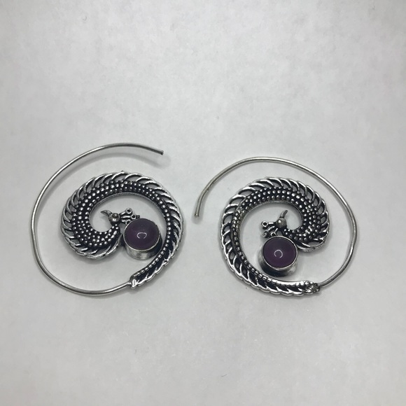Bohemian Silver Earrings - Picture 1 of 7